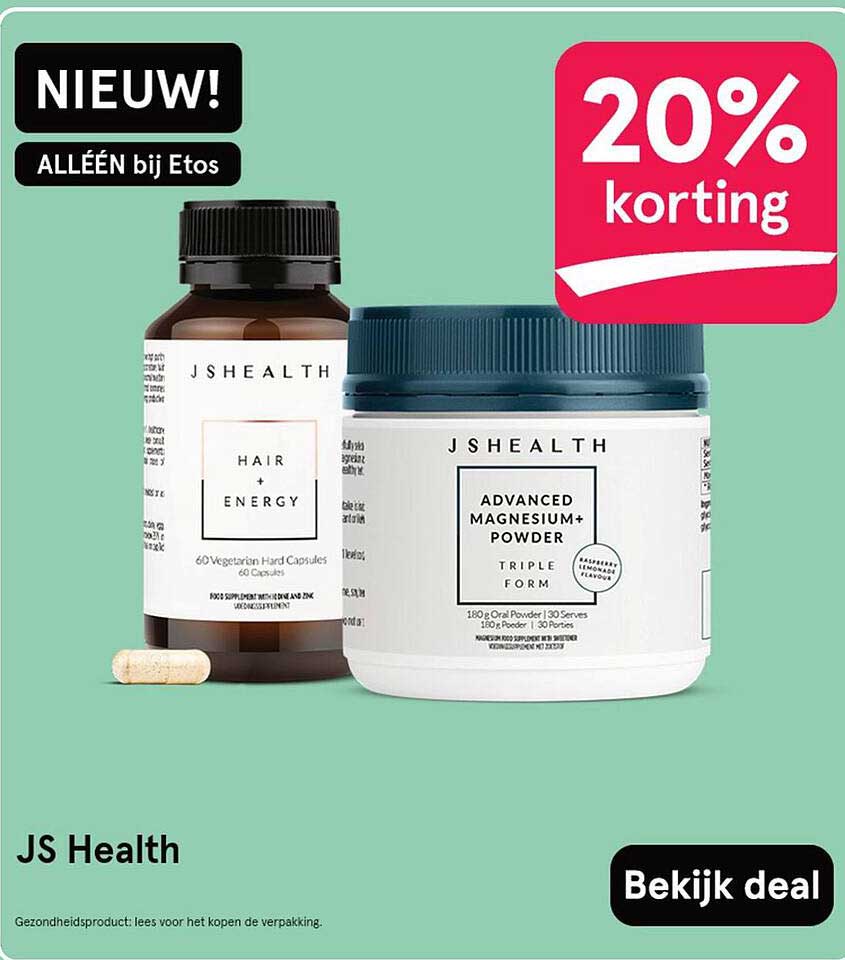 20% korting op JS Health producten