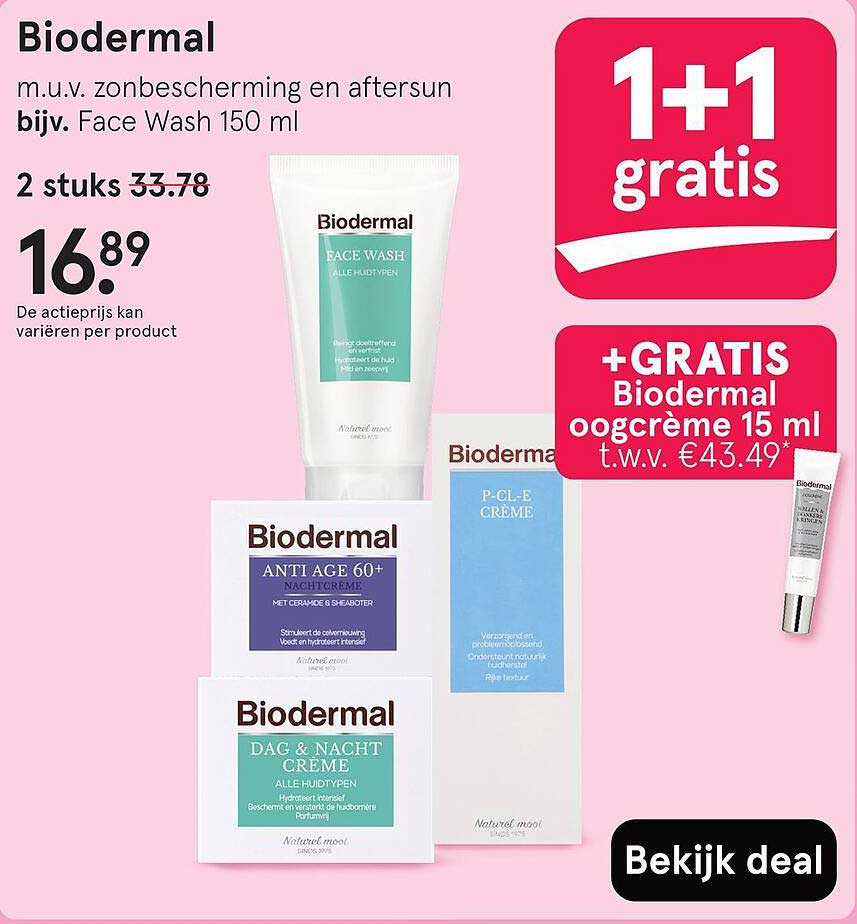 Biodermal m.u.v. zonbescherming en aftersun bijv. Face Wash 150 ml