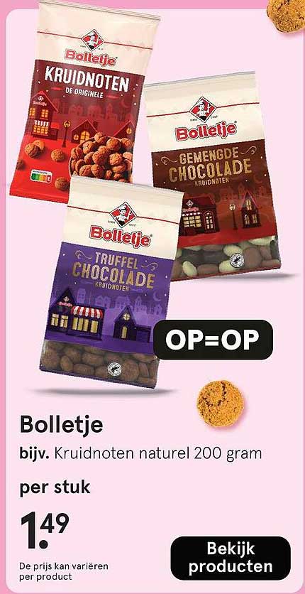 Bolletje bijv. Kruidnoten natuur 200 gram per stuk