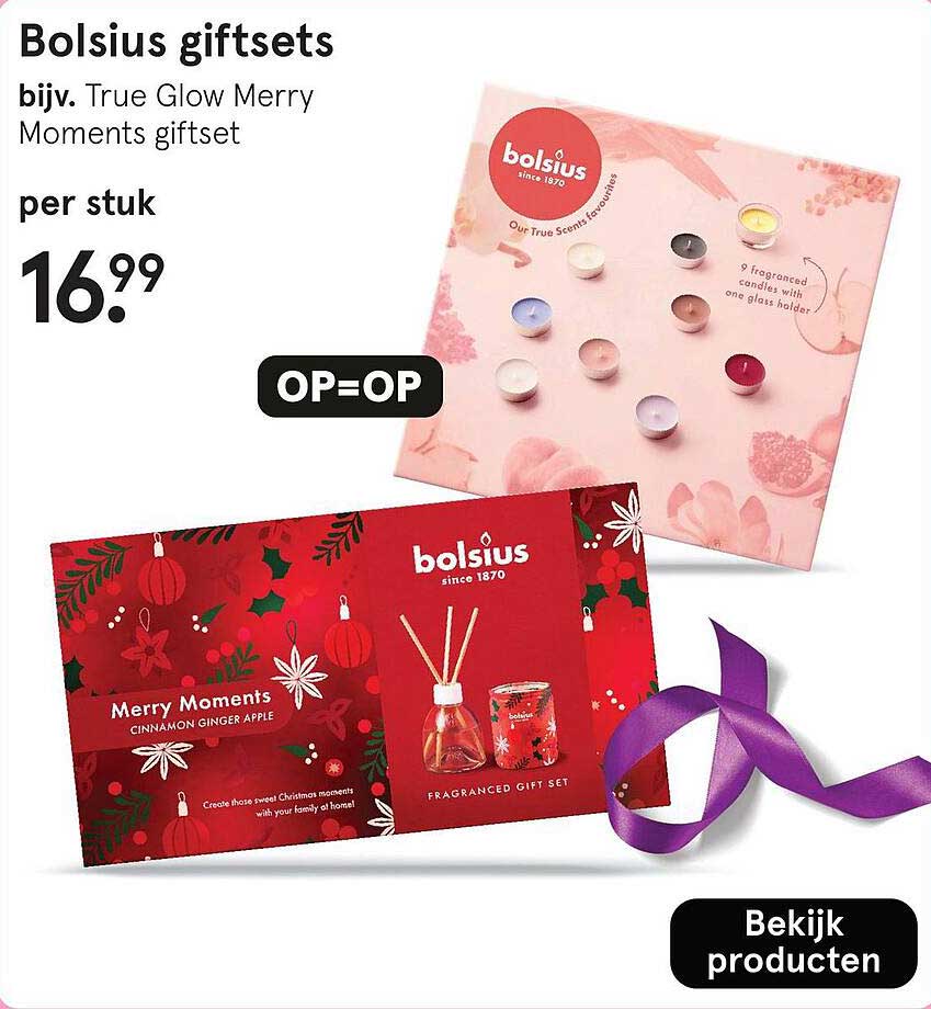 Bolsius giftsets bijv. True Glow Merry Moments giftset