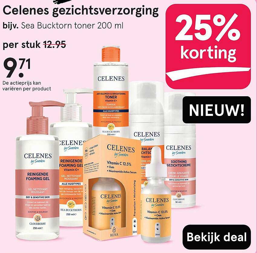 Celenes gezichtsverzorging bijv. Sea Buckthorn toner 200 ml