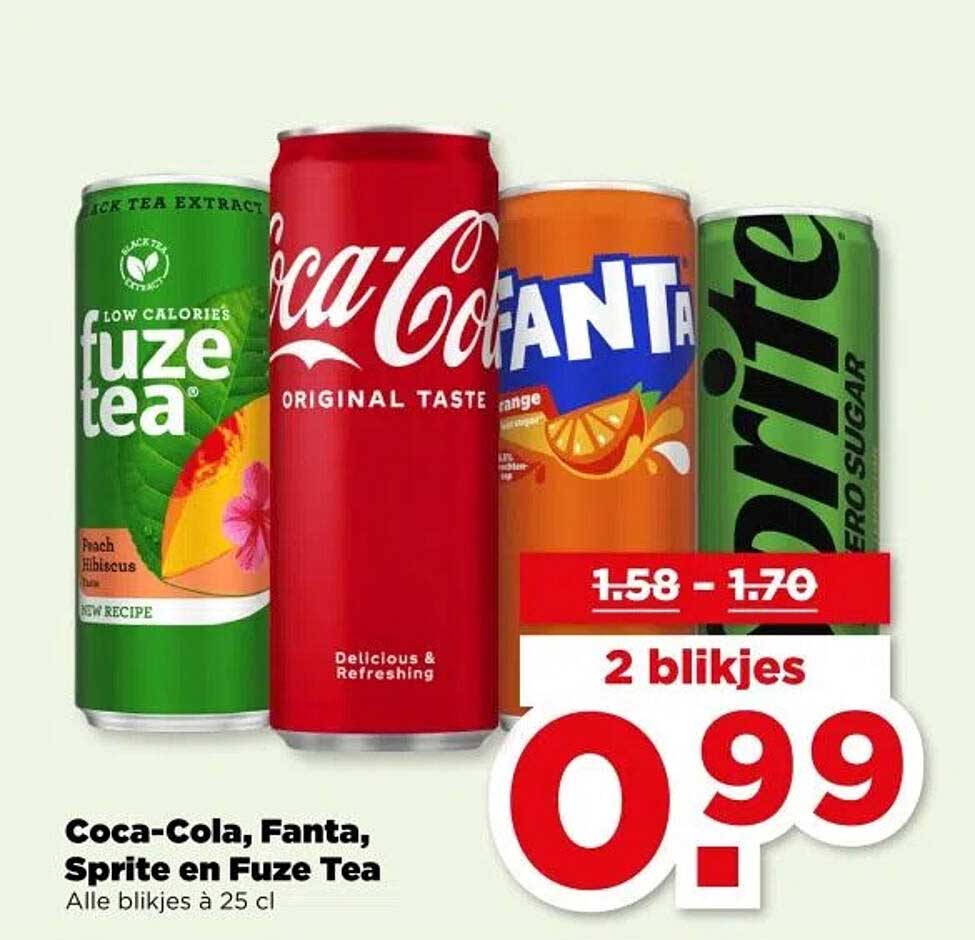 Coca-Cola, Fanta, Sprite en Fuze Tea