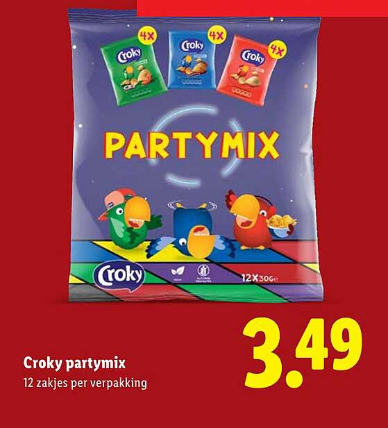 Crokyd partymix 12 zakjes per verpakking