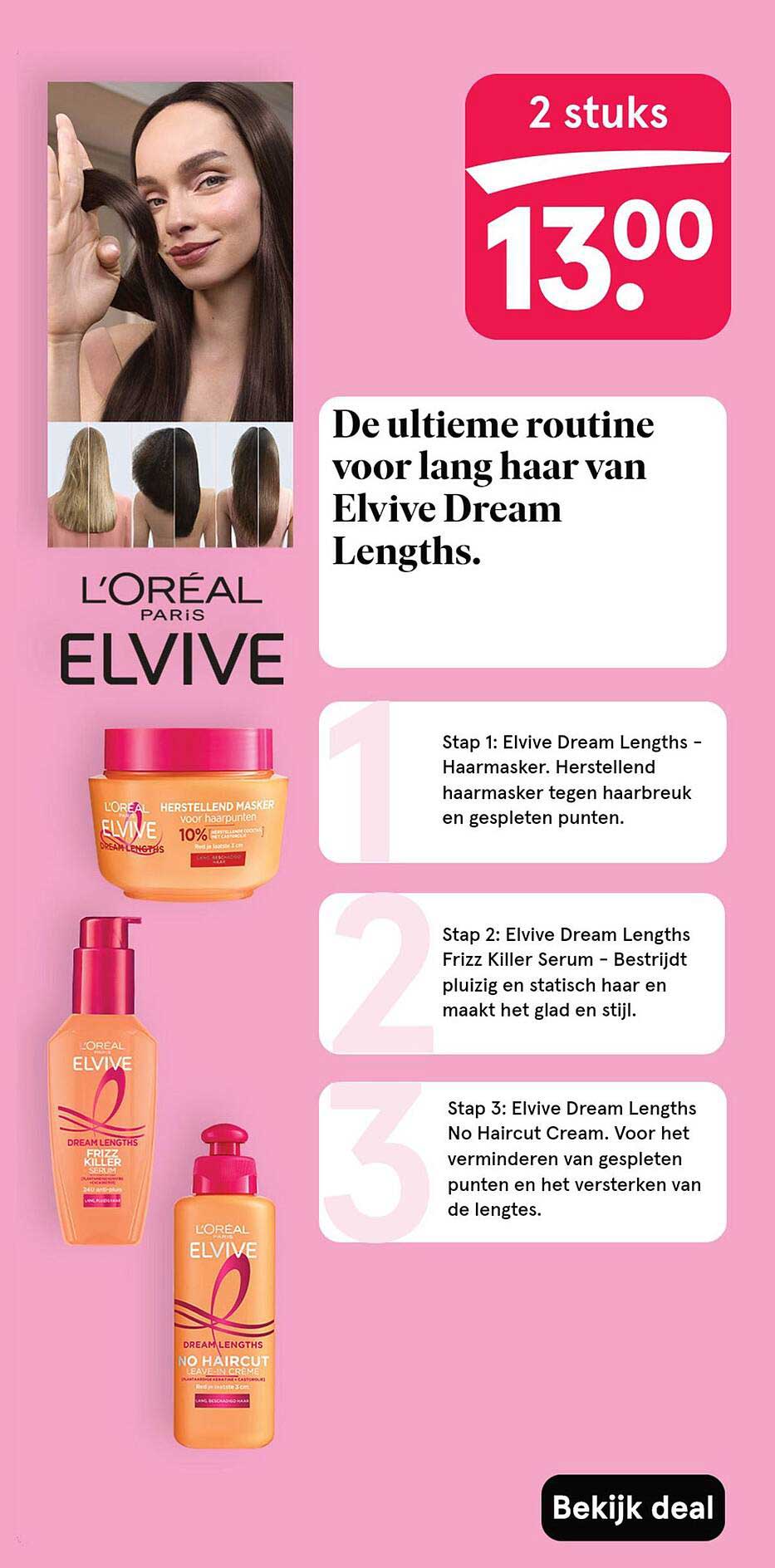 De ultieme routine voor lang haar van Elvive Dream Lengths.