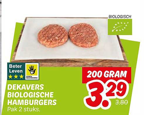 DEKAVERS BIOLOGISCHE HAMBURGERS Pak 2 stuks