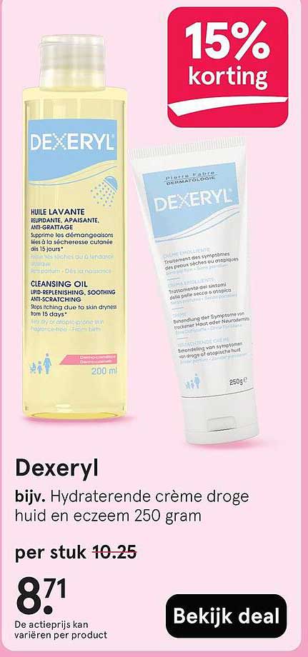 Dexeryl bijv. Hydraterende crème droge huid en eczeem 250 gram