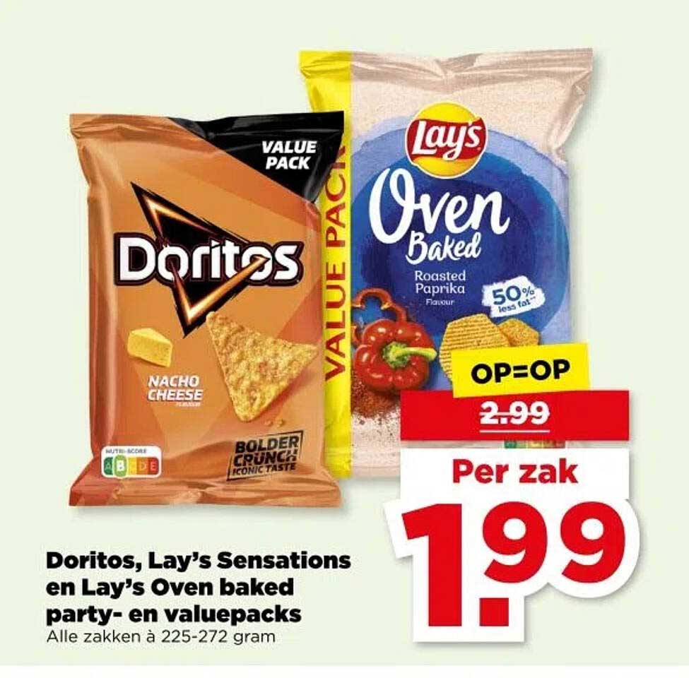 Doritos, Lay’s Sensations en Lay’s Oven baked party- en valuepacks