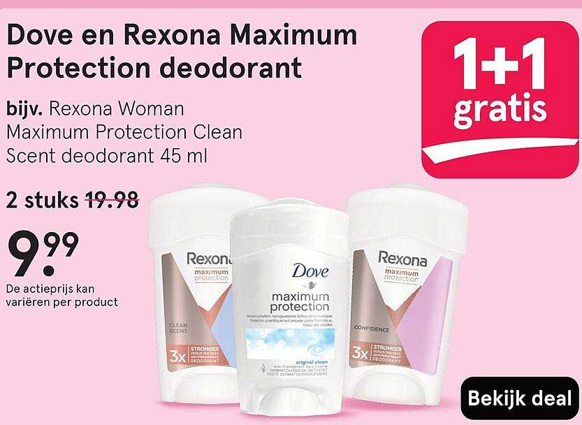 Dove en Rexona Maximum Protection deodorant