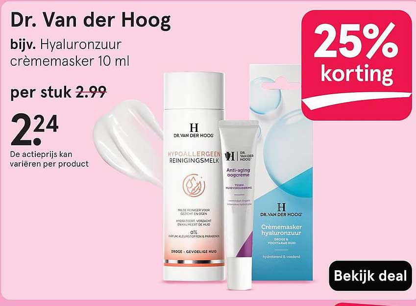 Dr. Van der Hoog bijv. Hyaluronzuur crèmemasker 10 ml