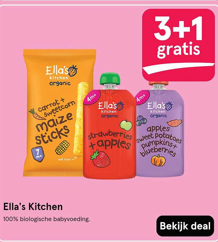 Ella's Kitchen 100% biologische babyvoeding 3+1 gratis