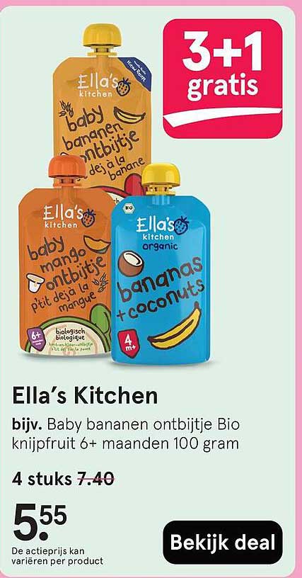 Ella's Kitchen Baby bananen ontbjtje Bio knijpfruit 6+ maanden 100 gram