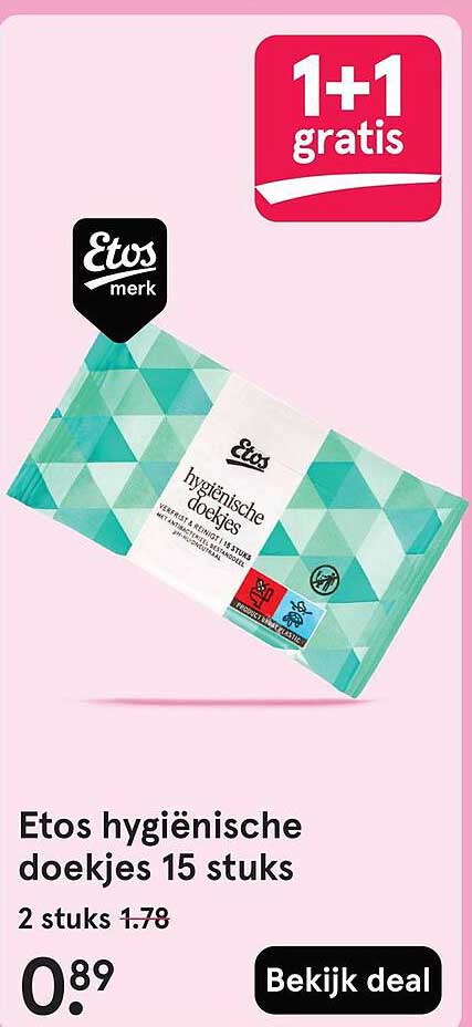 Etos hygiënische doekjes 15 stuks