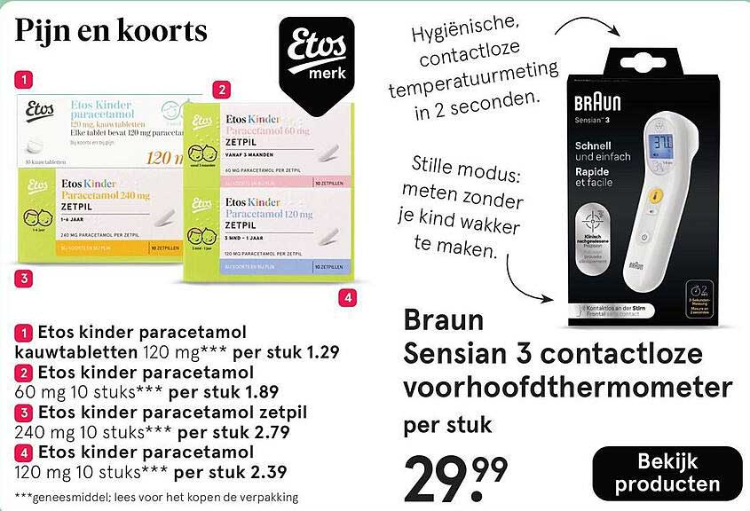 Etos Kinder Paracetamol Kauwtabletten 120 mg per stuk 1.29