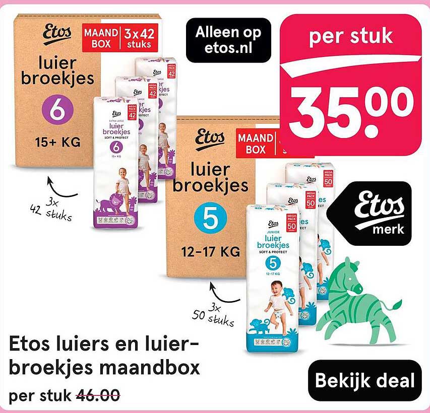 Etos luiers en luierbroekjes maandelijks box