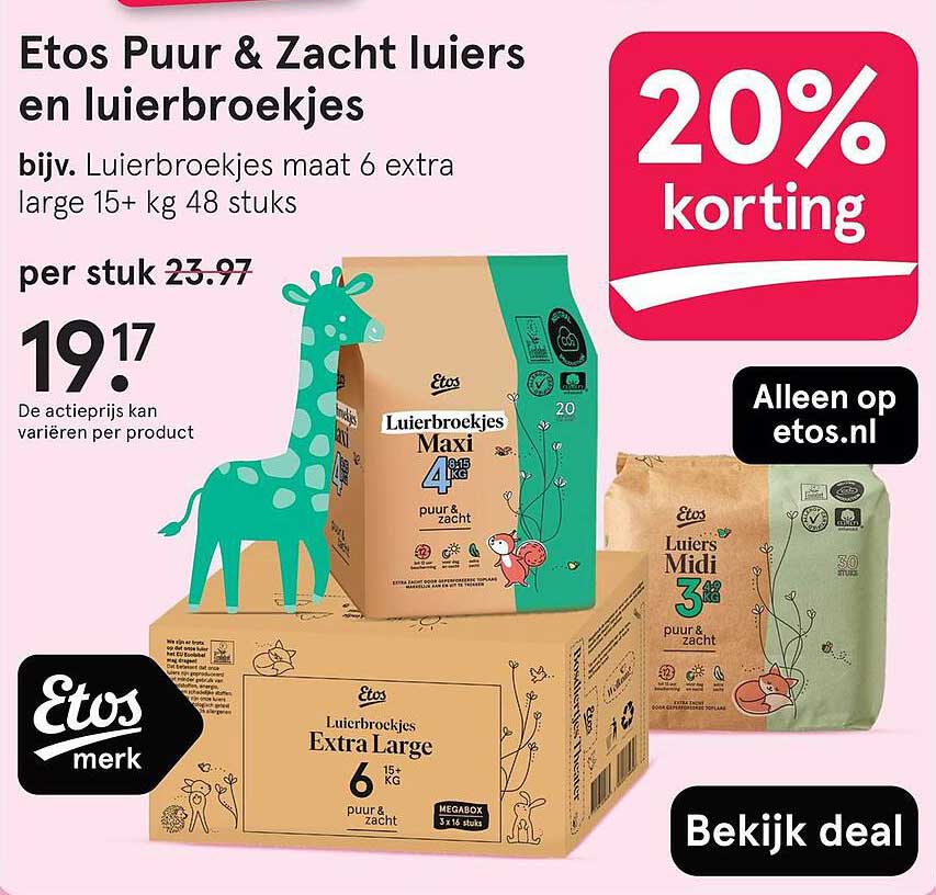 Etos Puur & Zacht luiers en luierbroekjes