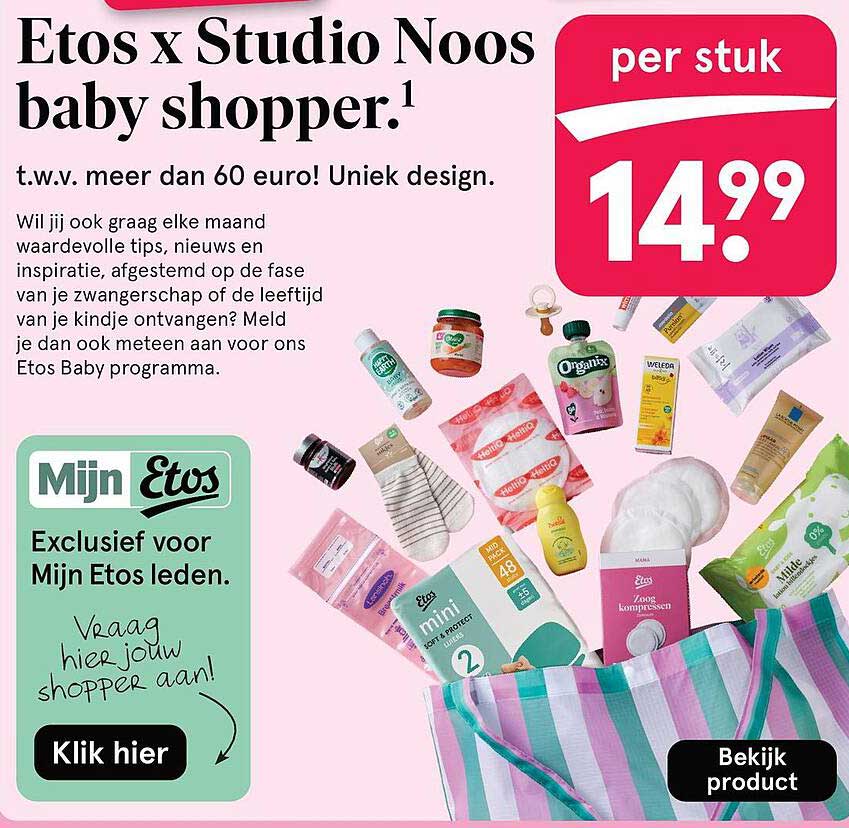 Etos x Studio Noos baby shopper.