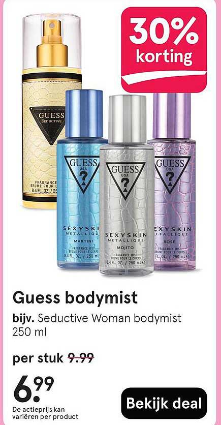 Guess bodymist bijv. Seductive Woman bodymist 250 ml