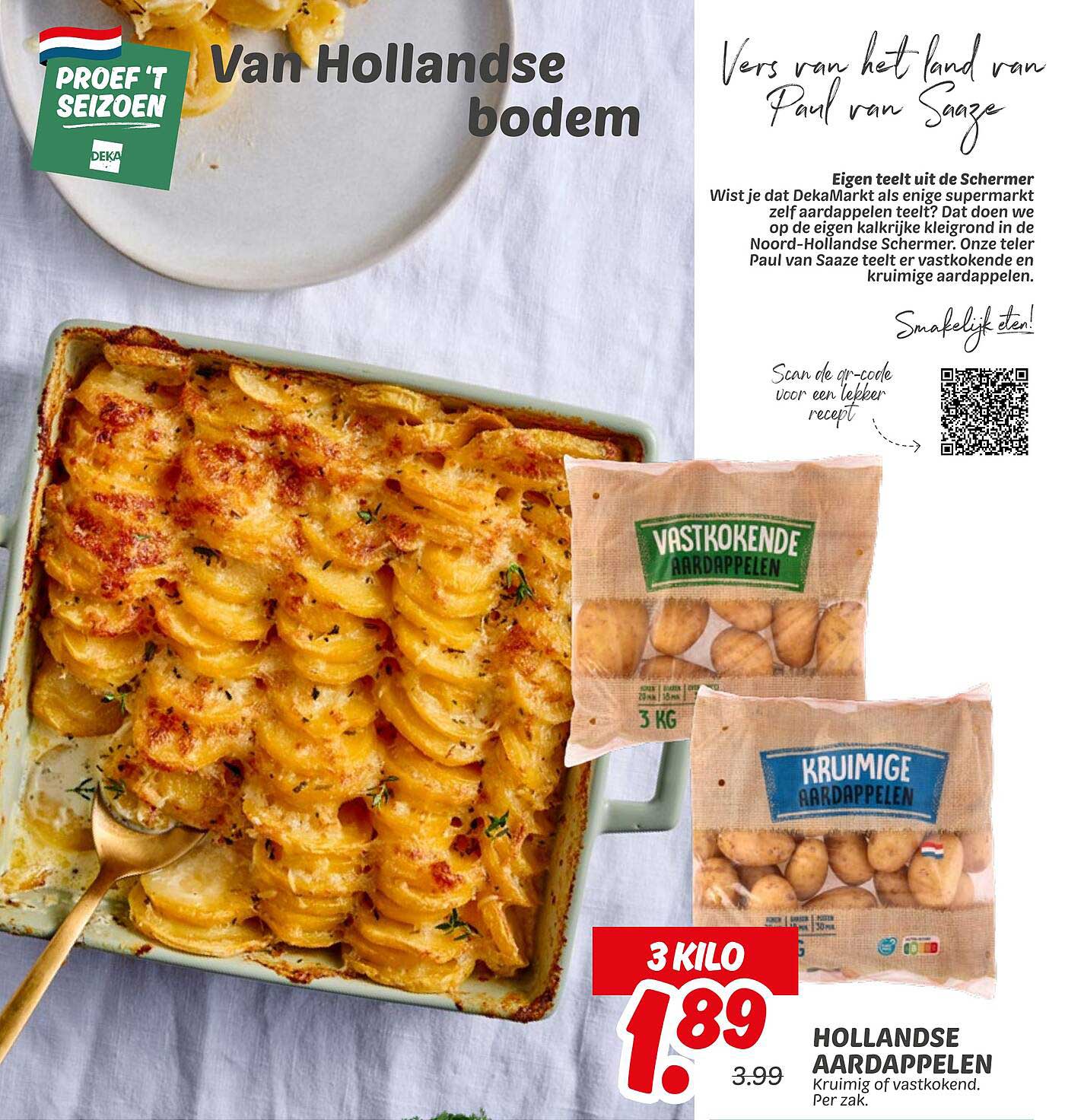 Hollandse aardappelen 3 kilo voor €1,89