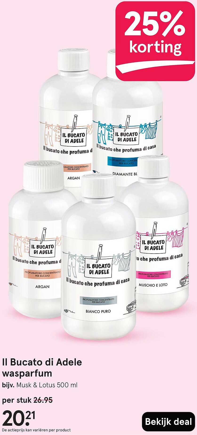 Il Bucato di Adele wasparfum bijv. Musk & Lotus 500 ml