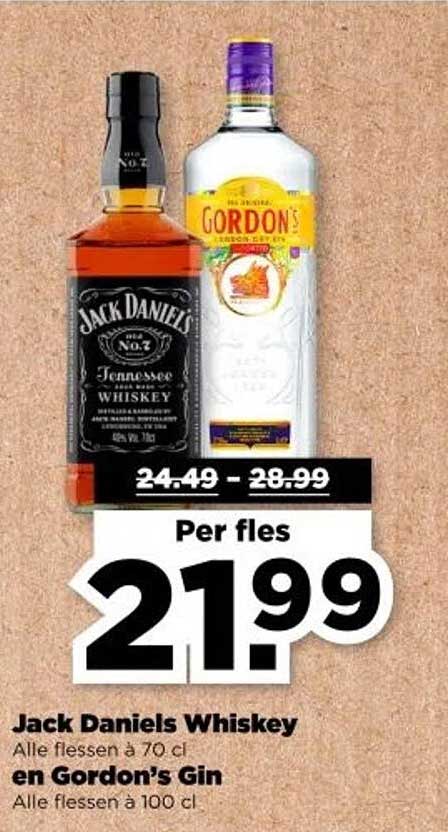 Jack Daniels Whiskey en Gordon’s Gin