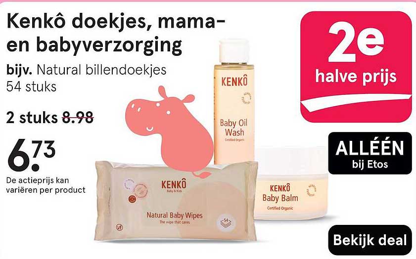 Kenkô doekjes, mama- en babyverzorging bijv. Natural billendoekjes 54 stuks