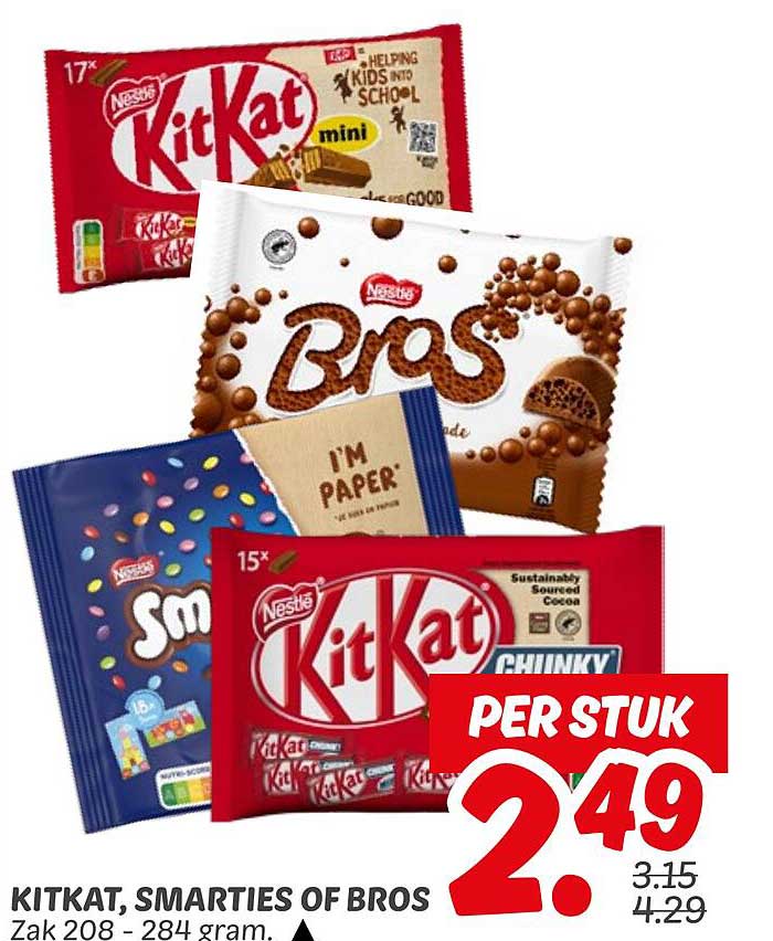 KITKAT, SMARTIES OF BROS