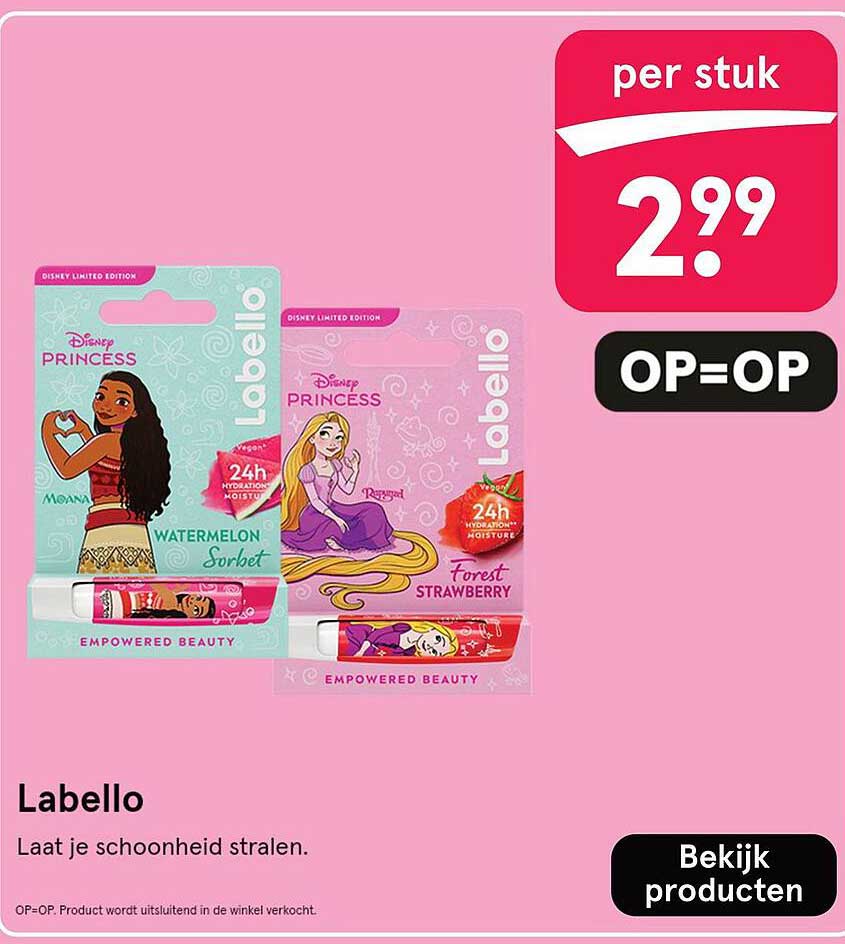 Labello Disney Princess - Watermelon Sorbet en Forest Strawberry