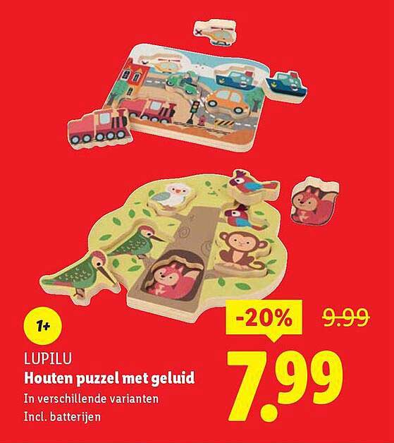 LUPILU Houten puzzel met geluid