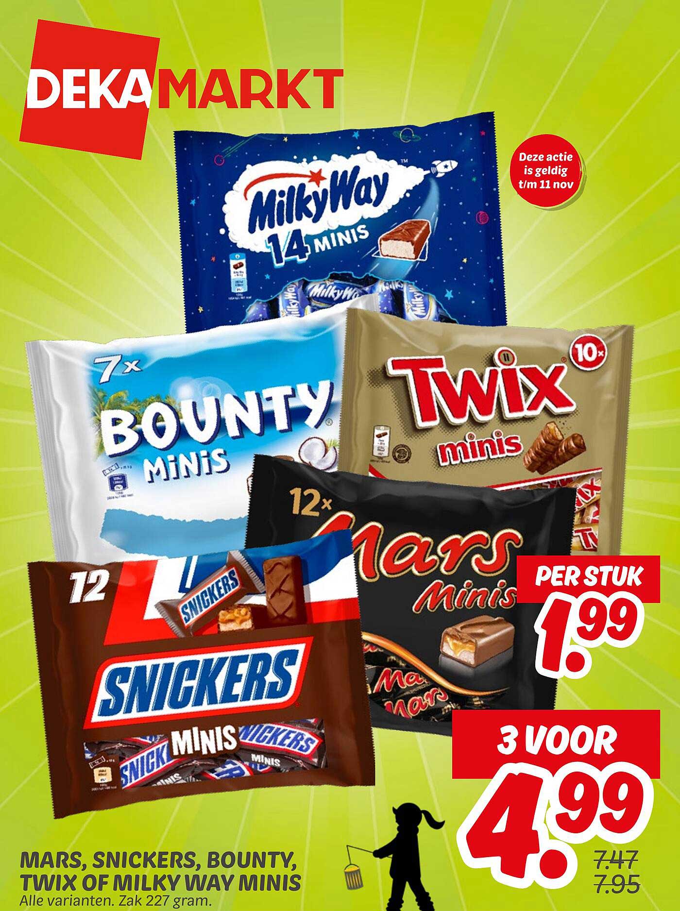 Mars, Snickers, Bounty, Twix of Milky Way Minis