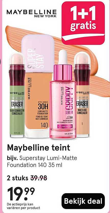 Maybelline teint bijv. Superstay Lumi-Matte Foundation 140 35 ml