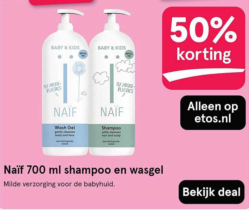 Naïf 700 ml shampoo en wasgel