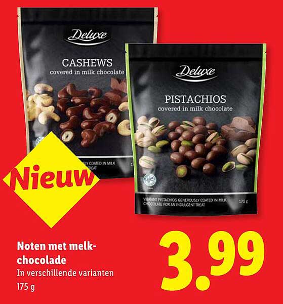 Noten met melk-chocolade