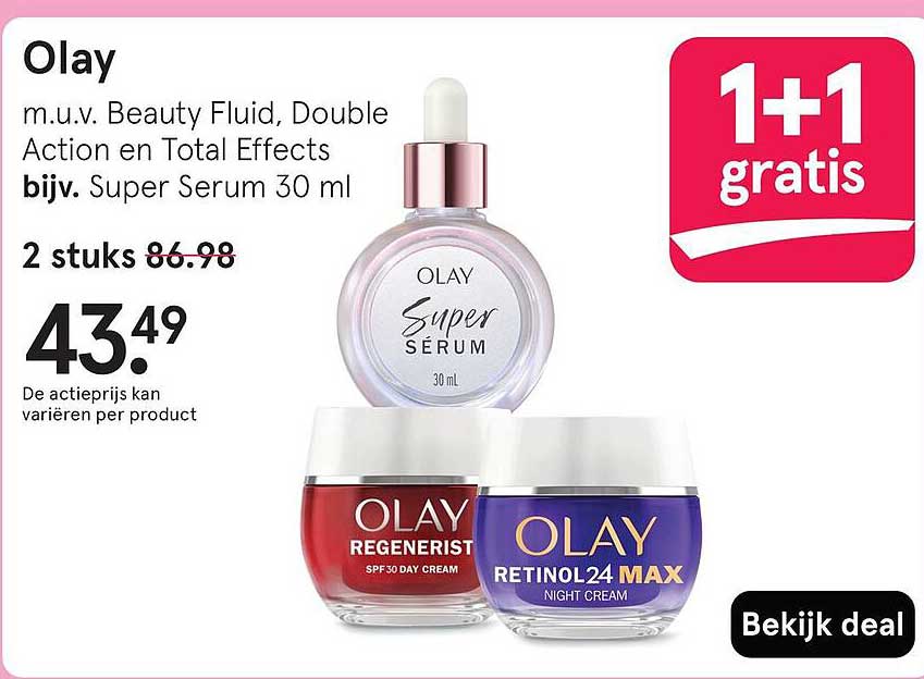 Olay m.u.v. Beauty Fluid, Double Action en Total Effects bijv. Super Serum 30 ml
