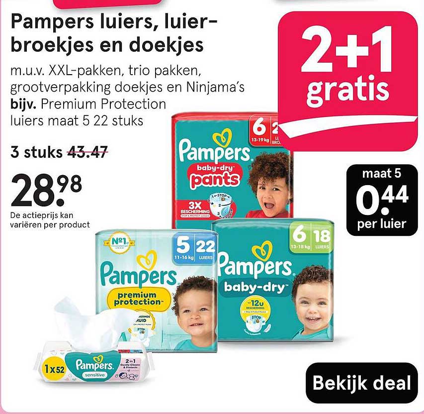 Pampers luiers, luierbroekjes en doekjes