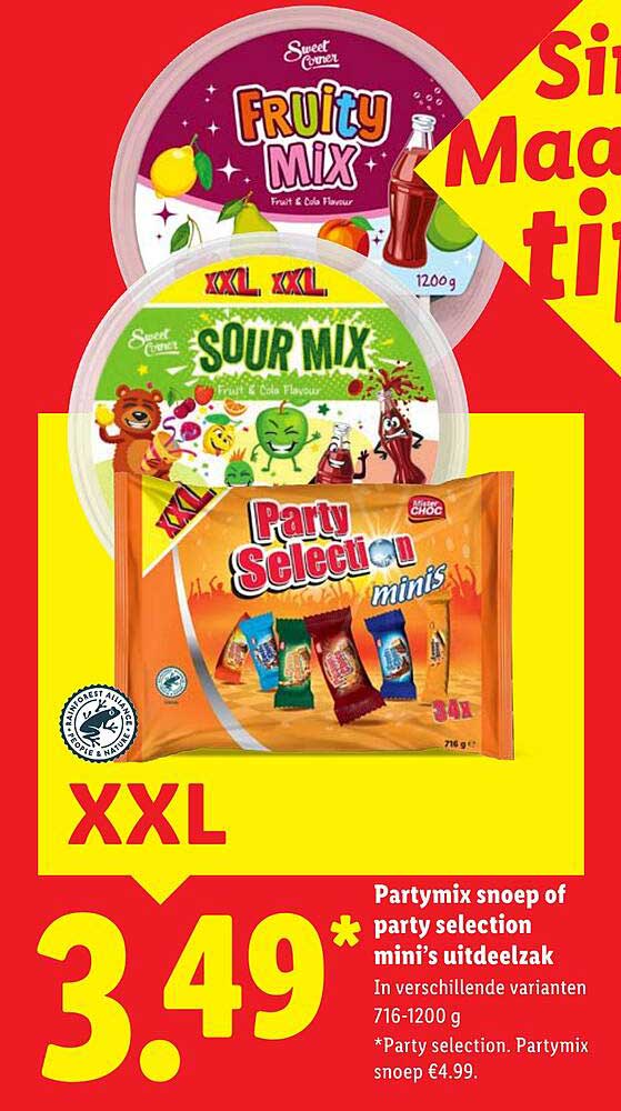 Partymix snoep of party selection mini’s uitdeelzak