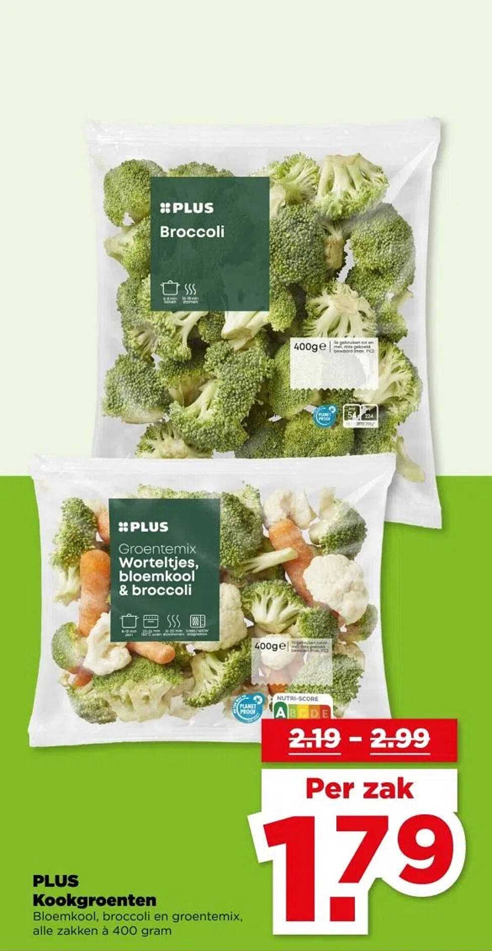 PLUS Kookgroenten - Bloemkool, broccoli en groentemix, alle zakken à 400 gram