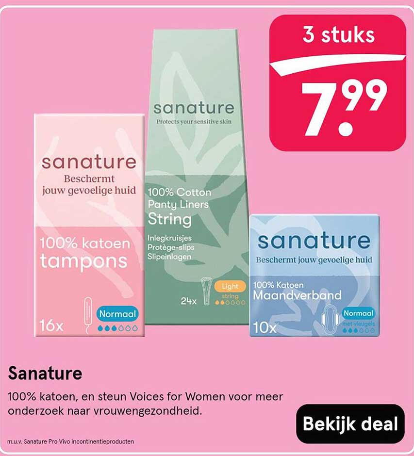 Sanature 100% katoen, 3 stuks voor 7,99