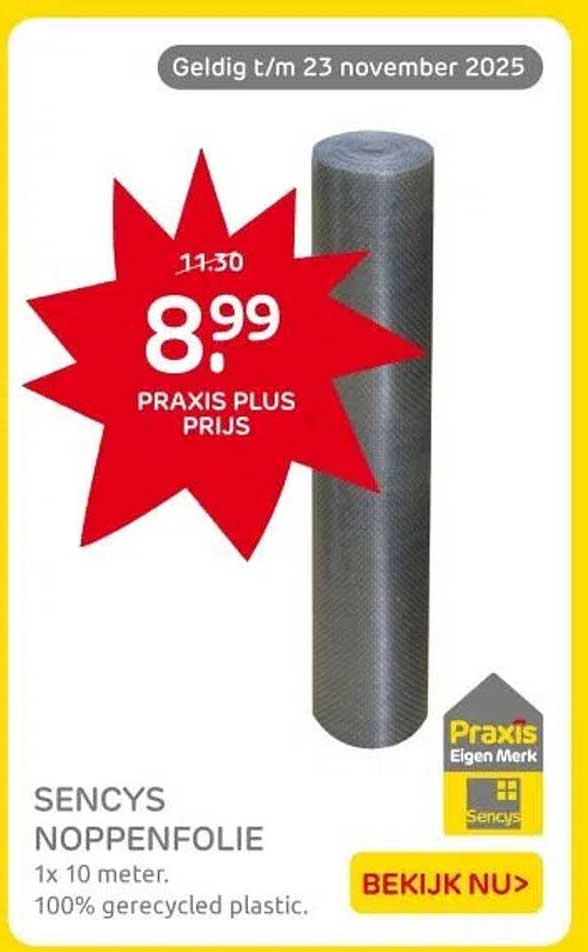 SENCYS NOPPENFOLIE 1x 10 meter. 100% gerecycled plastic.