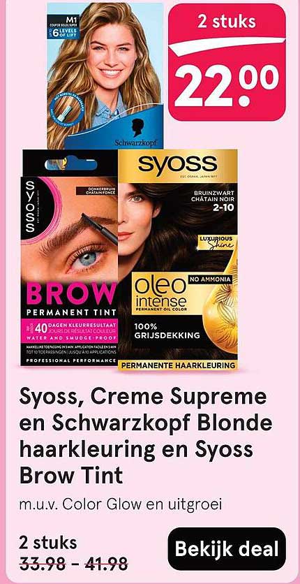 Syoss, Creme Supreme en Schwarzkopf Blonde haarkleuring en Syoss Brow Tint