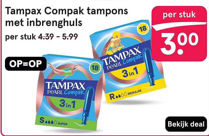 Tampax Compak tampons met inbrenghulst