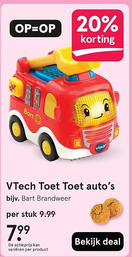 VTech Toet Toet auto’s bijv. Bart Brandweer