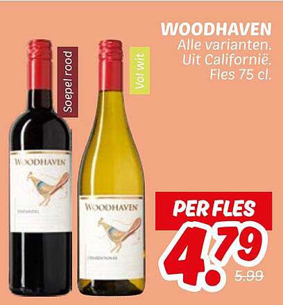 WOODHAVEN Alle varianten. Uit Californië. Fles 75 cl.