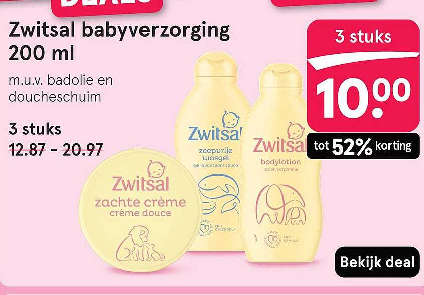 Zwitsal babyverzorging 200 ml m.u.v. badolie en douchechium