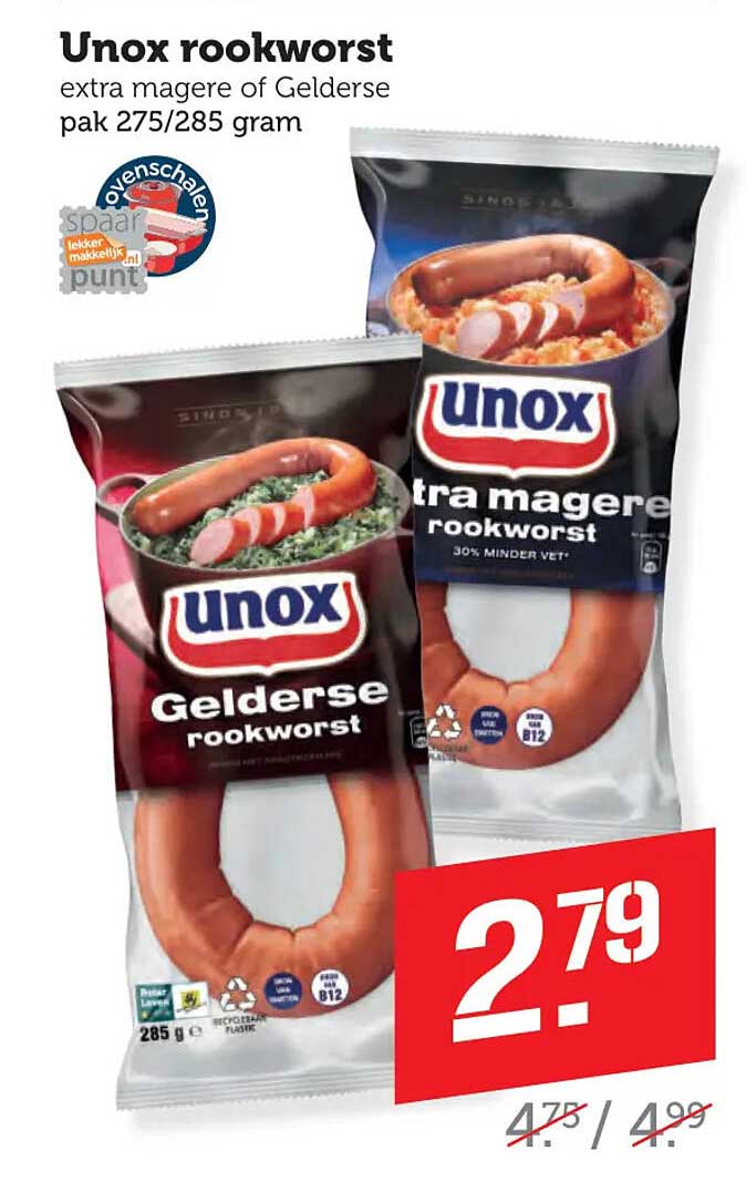 Unox Rookworst Extra Magere Of Gelderse Pak 275 285 Gram Aanbieding Bij unox-rookworst-extra-magere-of-gelderse-pak-275-285-gram-aanbieding-bij