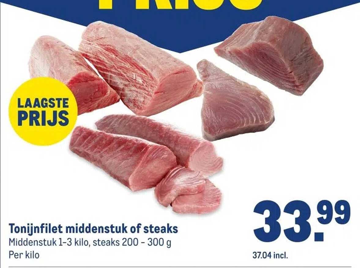 Tonijnfilet middenstuk of steaks