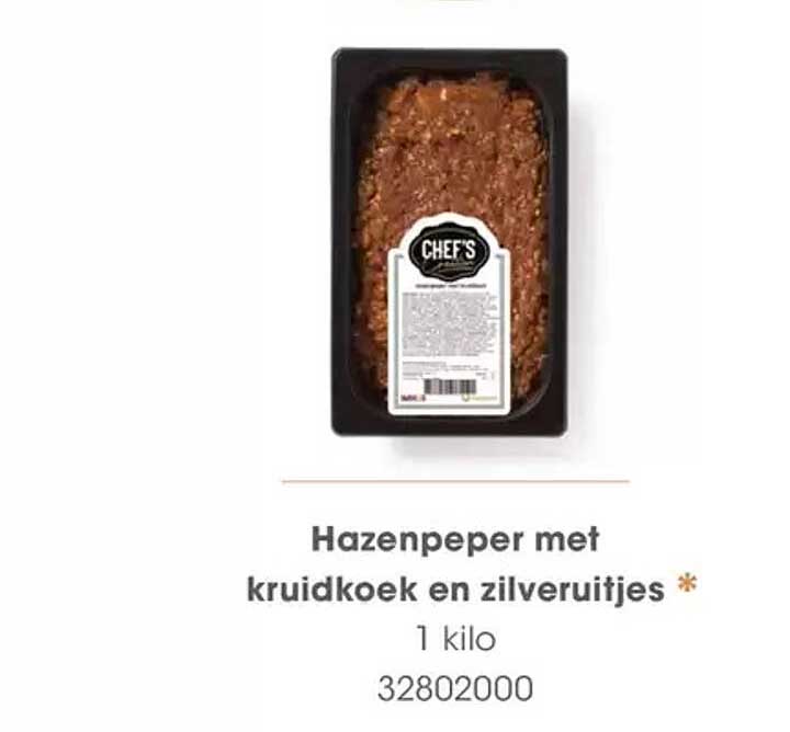 Hazenpeper met kruidkoek en zilveruitjes