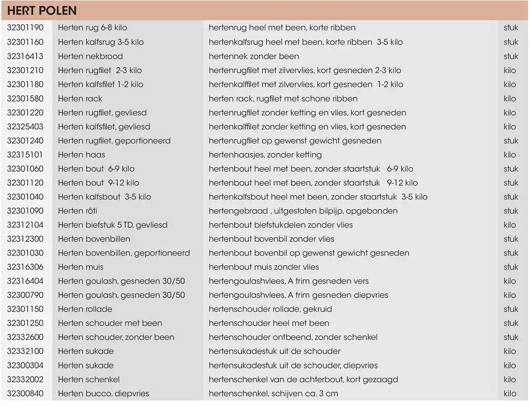 Herten rug 6-8 kilo