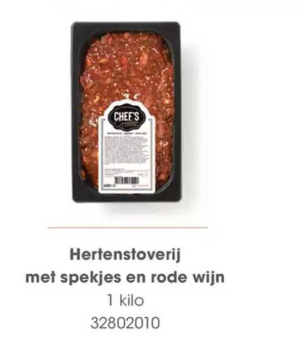 Hertenstoofrij met spekjes en rode wijn