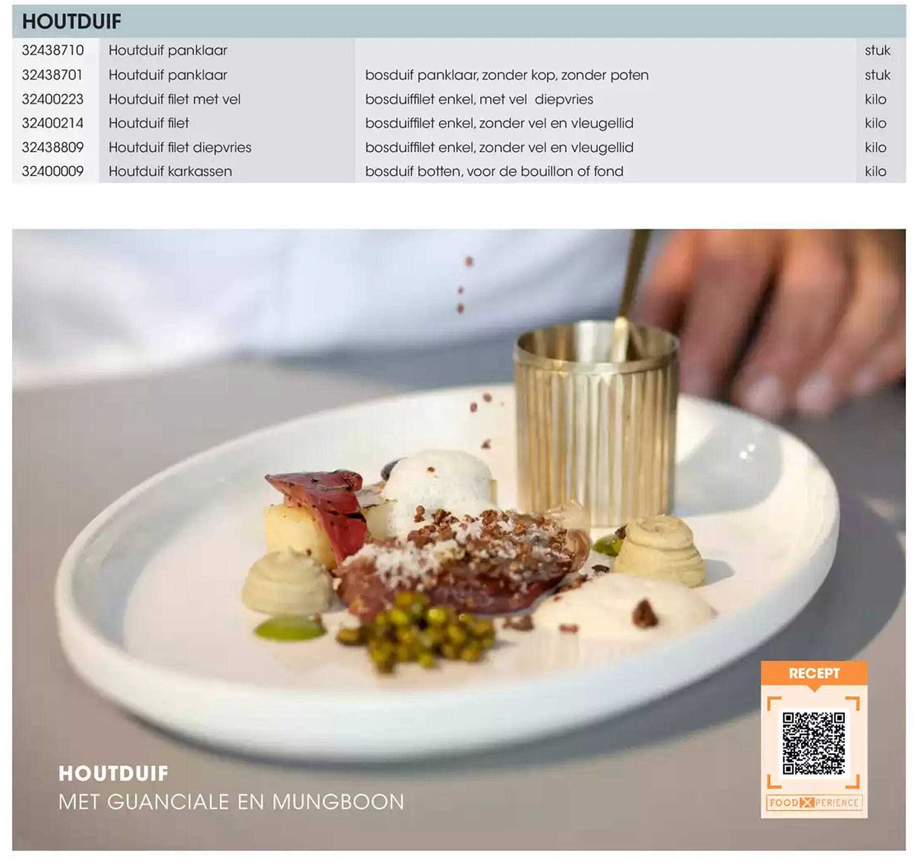 Houtduif met guanciale en mungboon