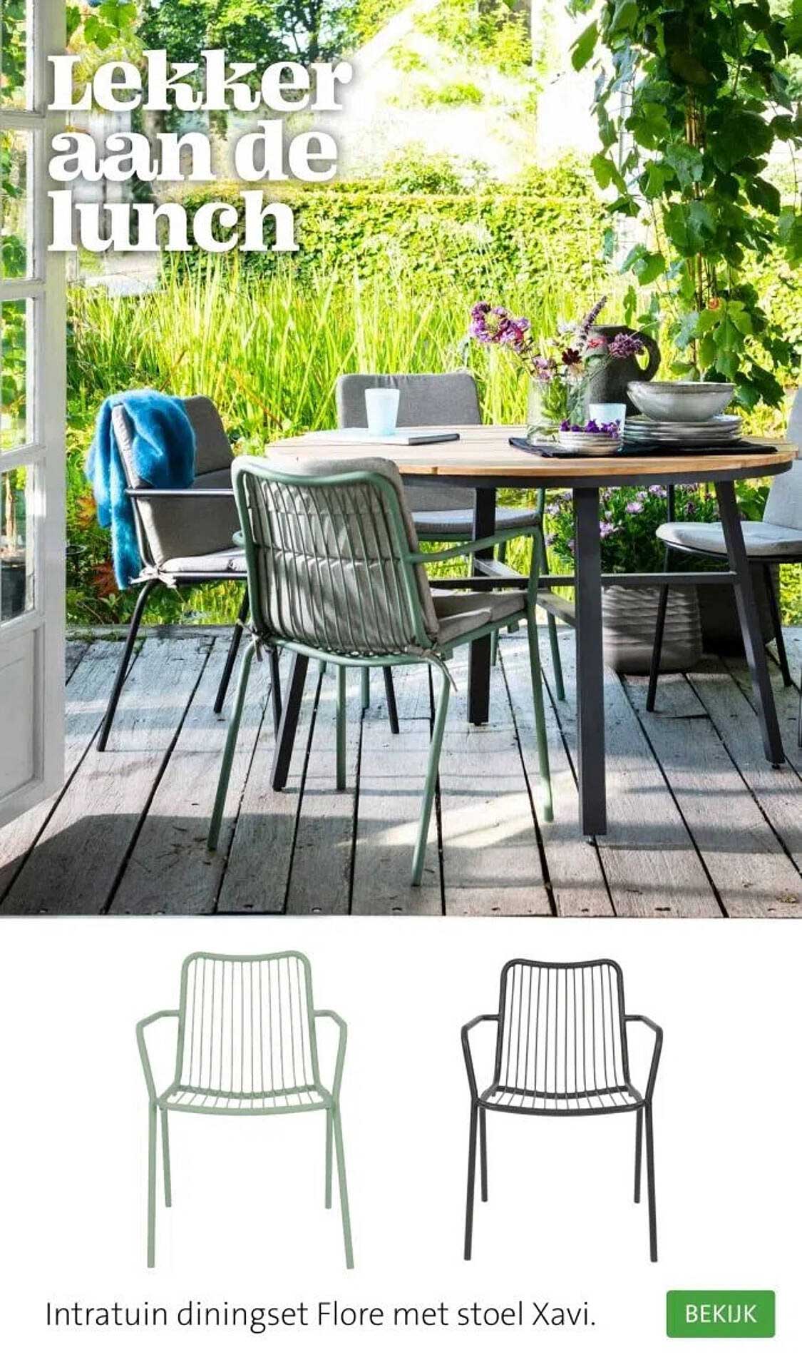Intratuin diningset Flore met stoel Xavi.